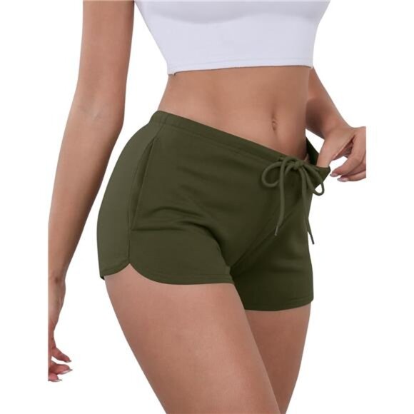 Women Comfy Workout Athletic Dolphin Shorts Army Green - Picture 1 of 5